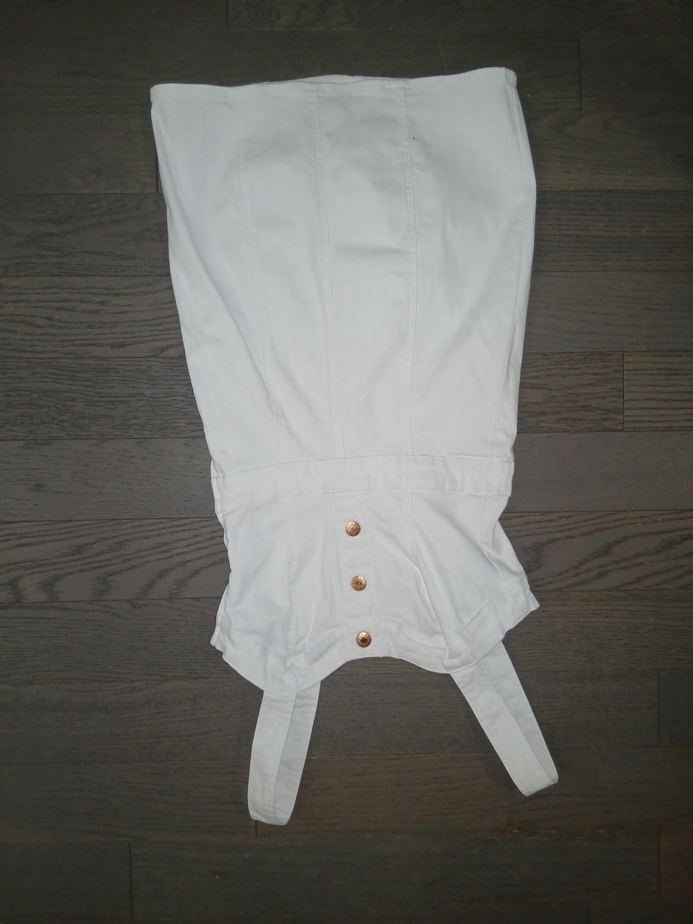 Guess White Strapless Mini Dress with Gold Buttons